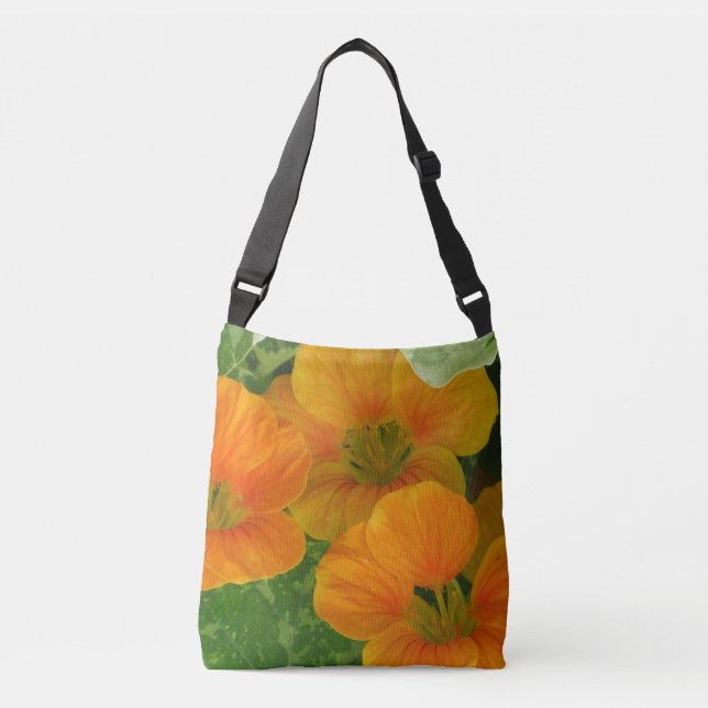 Orange Nasturtium Floral Crossbody Bag (Front)