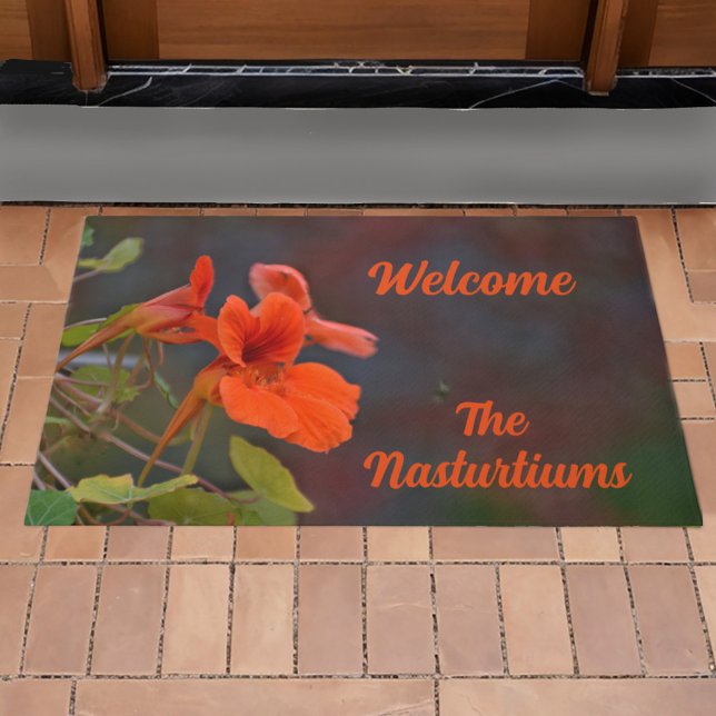 Orange Nasturtiums Flowers Welcome Doormat (Creator Uploaded)