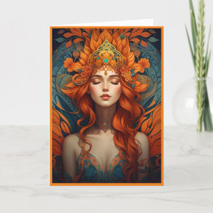 Orange Nature Goddess Greeting Card Thank You Card