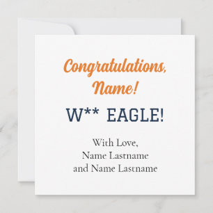 ORANGE, NAVY Auburn,Alabama Personalised Gift Card