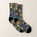 Orange & Navy Blue Peony & Rose Floral Wedding Socks<br><div class="desc">Beautiful Orange & Navy Blue peony & rose floral wedding invitations with abundant greenery.  Perfect for a floral theme or traditional white wedding in the Spring or Summer.  Customise the colour and text to make this wedding invite your own!</div>