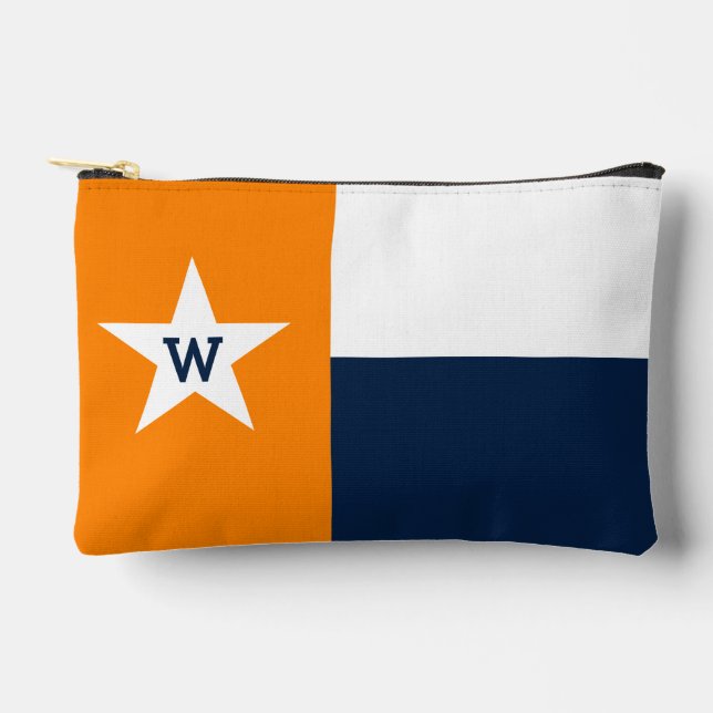 Orange & Navy Blue Texas Flag Accessory Pouch (Front)