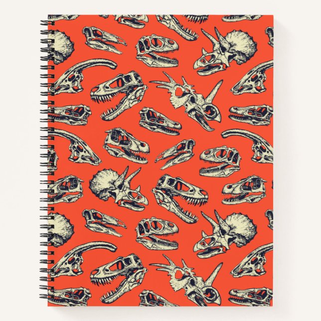Orange & Navy Dinosaur Skulls Notebook (Front)