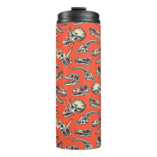 Orange & Navy Dinosaur Skulls Thermal Tumbler