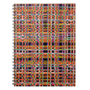 Orange neon lines pattern spiral notebook