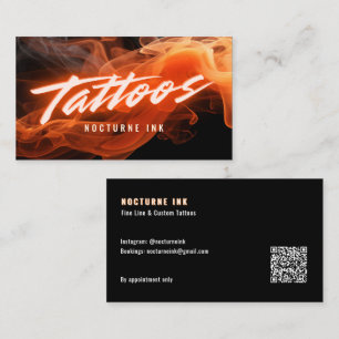 Orange Neon & Smoke Tattoo Artist QR Code Business Card