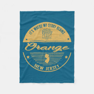 Orange New Jersey Its Where My Story Begins  Fleece Blanket