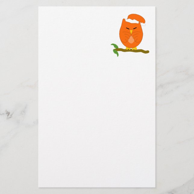 Orange Night Owl Design Stationery (Front)