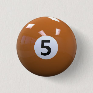 Orange No. 5 Billiard Pool Ball 3 Cm Round Badge