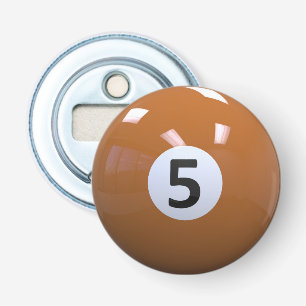 Orange No. 5 Billiard Pool Ball Bottle Opener