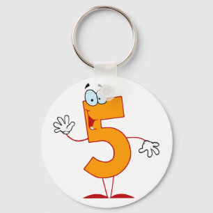 Orange Number 5 Keychain