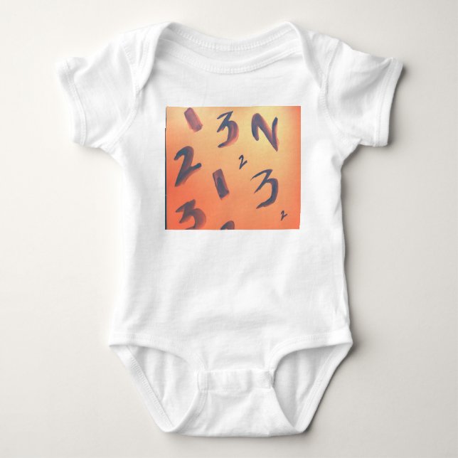 Orange numbers design for baby suit. bodysuit (Front)