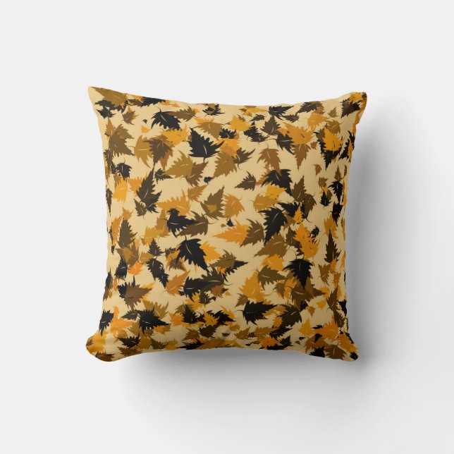 Orange Oak Leaves Cushion (Front)