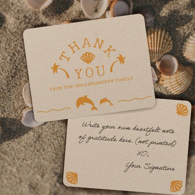 Orange Ocean Scene Personalised Thank You Card (Creator Uploaded)