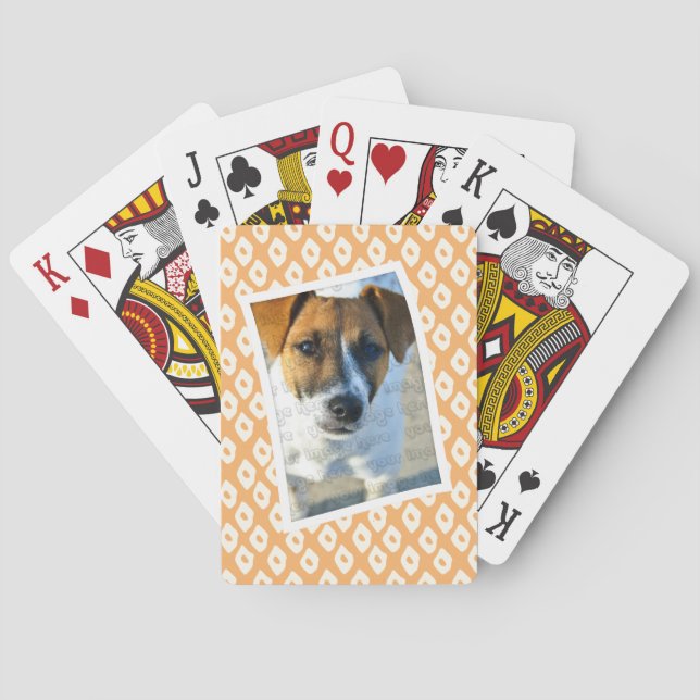 Orange Ocelot Pattern Custom Photo Frame Playing Cards (Back)