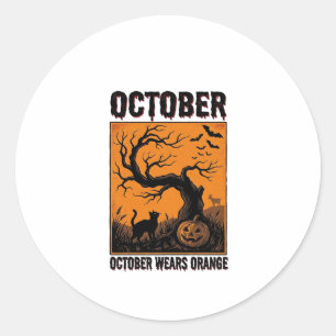 Orange October Halloween Vintage Spooky Shirt Desi Classic Round Sticker