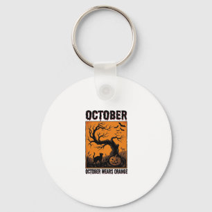 Orange October Halloween Vintage Spooky Shirt Desi Key Ring