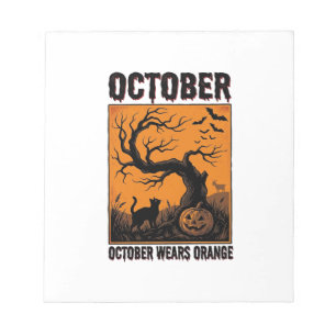 Orange October Halloween Vintage Spooky Shirt Desi Notepad