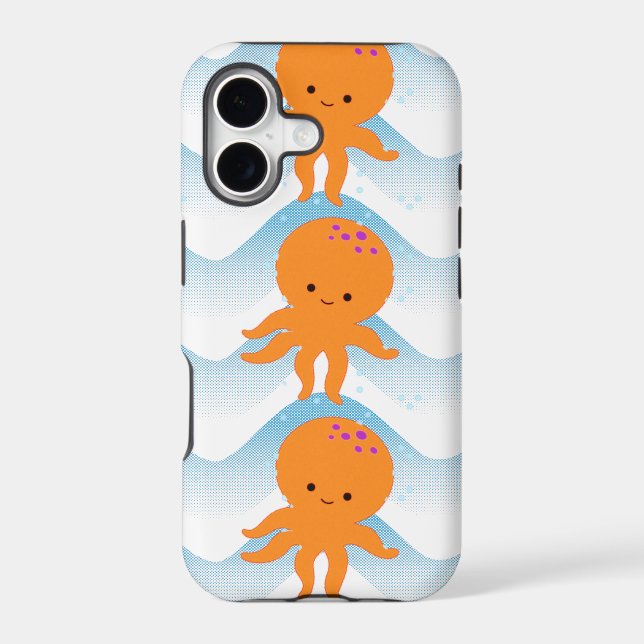 Orange Octopus And Blue Waves Pattern (Back)