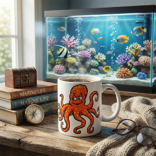 Orange Octopus Cartoon Ocean Sea Creature Coffee Mug