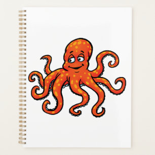 Orange Octopus Cartoon Ocean Sea Creature Planner