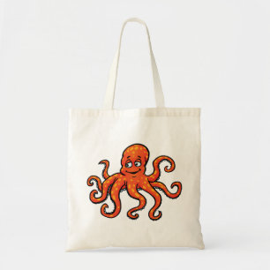 Orange Octopus Cartoon Ocean Sea Creature Tote Bag