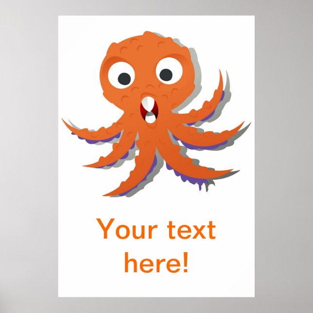 Orange octopus cartoon poster (Front)