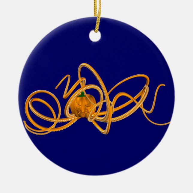 Orange Octopus Ceramic Tree Decoration (Front)