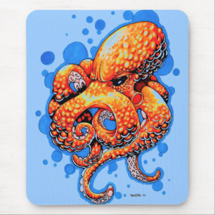 orange octopus - mouse pad