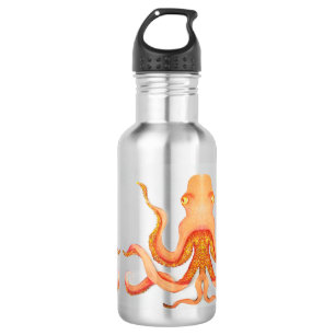 orange octopus painting 532 ml water bottle