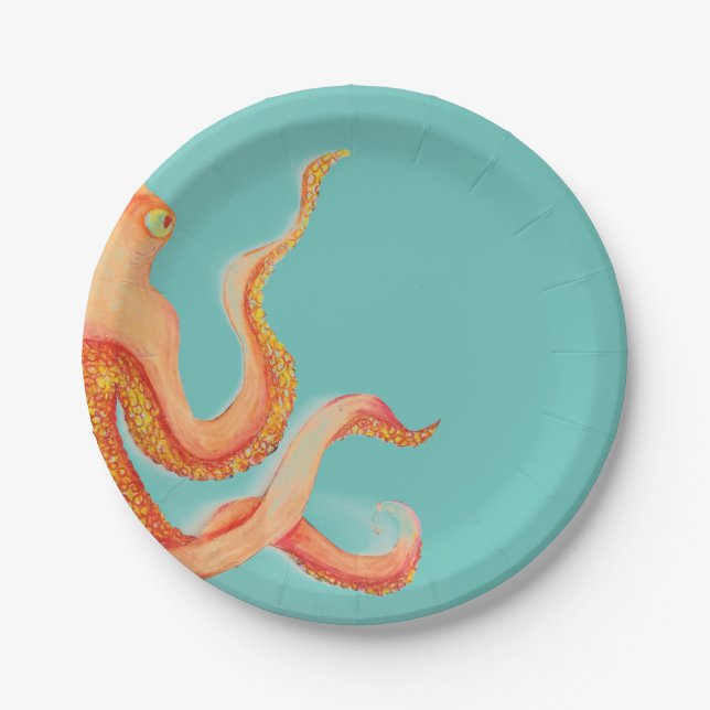 orange octopus paper plate (Front)