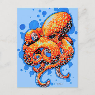 orange octopus postcard