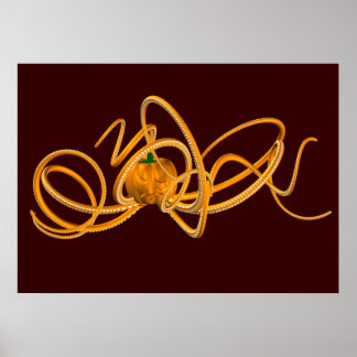 Orange Octopus Poster