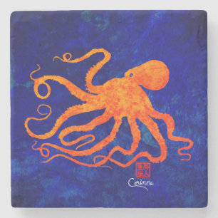 Orange Octopus R - Marble Coaster