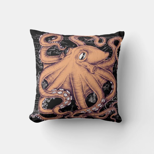 Orange Octopus Tentacles ink Cushion (Front)
