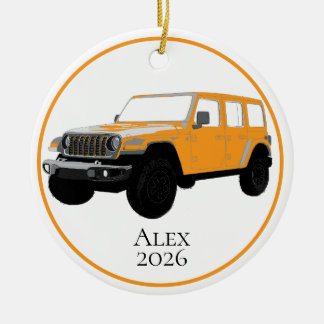 Orange Off-Road Utility Vehicle 7 slot grille Ceramic Tree Decoration