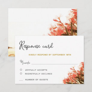 Orange Oleander Beach Floral Wedding RSVP Card