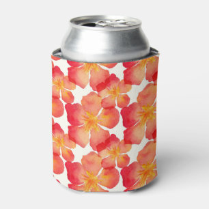Orange Oleander Floral Pattern Can Cooler