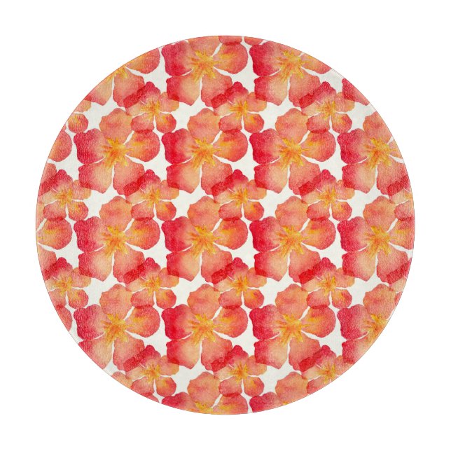 Orange Oleander Floral Pattern Cutting Board (Front)
