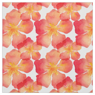 Orange Oleander Floral Pattern Fabric