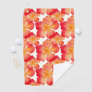 Orange Oleander Floral Pattern Golf Towel
