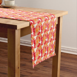 Orange Oleander Floral Pattern Short Table Runner