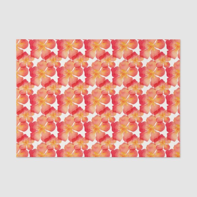 Orange Oleander Floral Pattern Tissue Paper (Front)