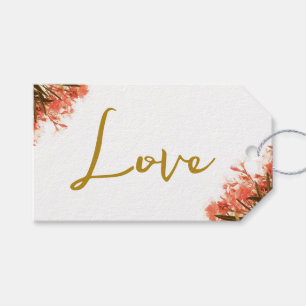 Orange Oleander Flowers on Beach Wedding Love Gift Tags