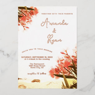 Orange Oleander Flowers on the Beach Wedding