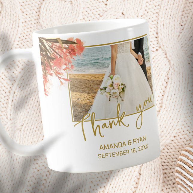Orange Oleander Flowers Photo Thank you Wedding  Coffee Mug (Creator Uploaded)
