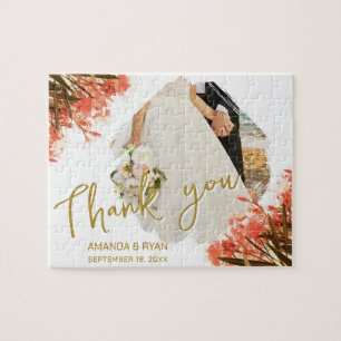 Orange Oleander Flowers Photo Thank you Wedding Jigsaw Puzzle