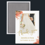 Orange Oleander Flowers Photo Thank you Wedding  Magnet<br><div class="desc">Orange Oleander Flowers Photo Thank you Wedding magnet. Photo wedding magnet with a wedding photo,  bride and groom names and wedding date. Personalise with your wedding photo and other details. An elegant and floral thank you magnet - great as a gift for your wedding guests.</div>