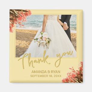 Orange Oleander Flowers Photo Thank you Wedding  Magnet