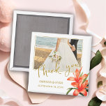 Orange Oleander Flowers Photo Thank you Wedding  Magnet<br><div class="desc">Elegant Orange Oleander Flowers Photo Thank you Wedding magnet. Photo wedding magnet with a wedding photo, bride and groom names and wedding date. The design is featuring a stunning illustration of vibrant orange oleander blossoms and lush green leaves. The warm floral design evokes a sense of romance and natural beauty,...</div>
